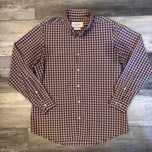 Mizzen + Main Shirt Mens Large Leeward Trim Fit Button Stretch Pink Blue Check